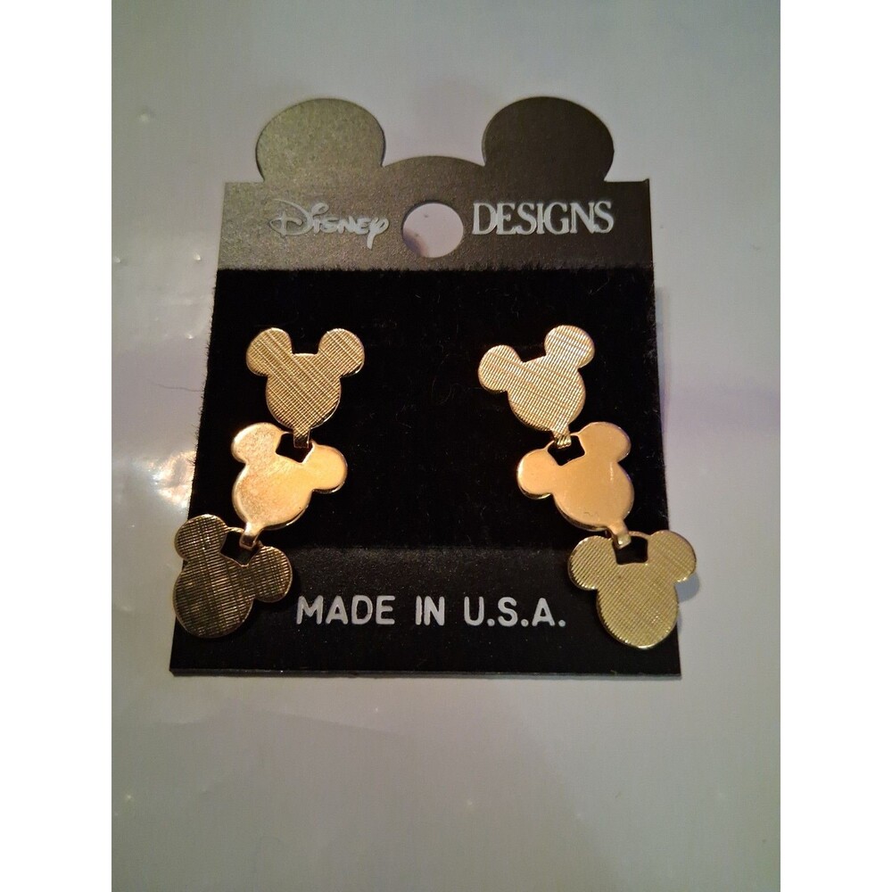 Vintage Disney Designs Gold Tone Triple Mickey Mouse Cascade Dangle...